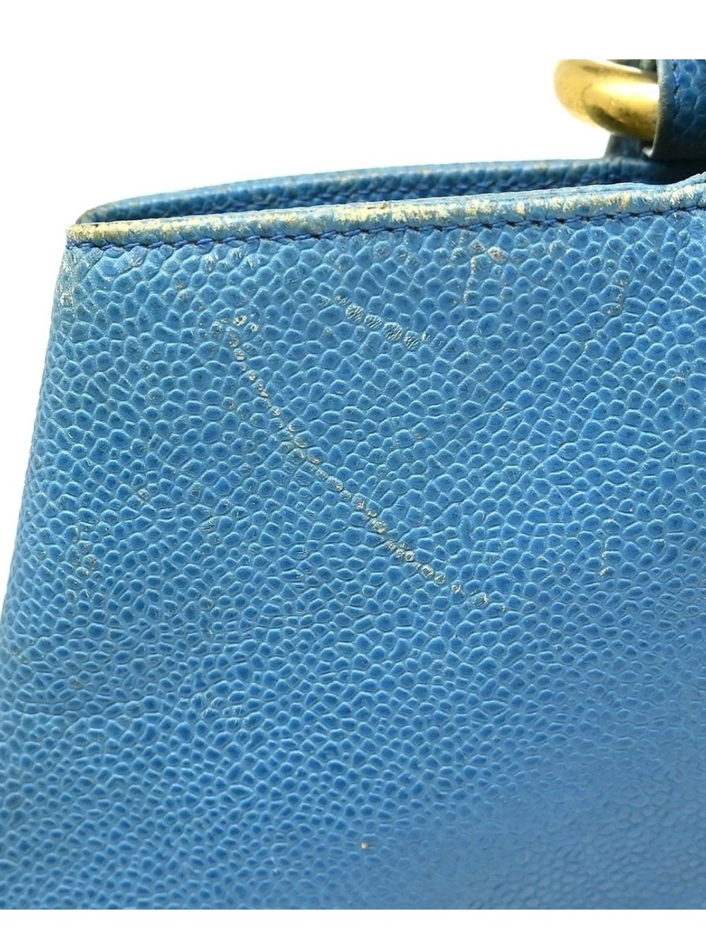 Authentic CHANEL vintage blue calf skin sling bucket bag 24k gold - Picture 8 of 14